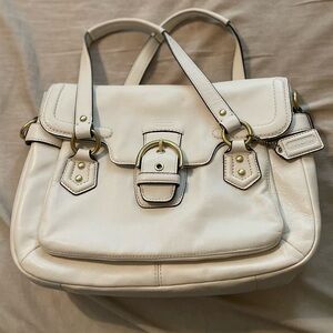 White Coach purse with flap closure